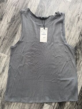NWT ZARA Women's Light Gray Scoop Tank